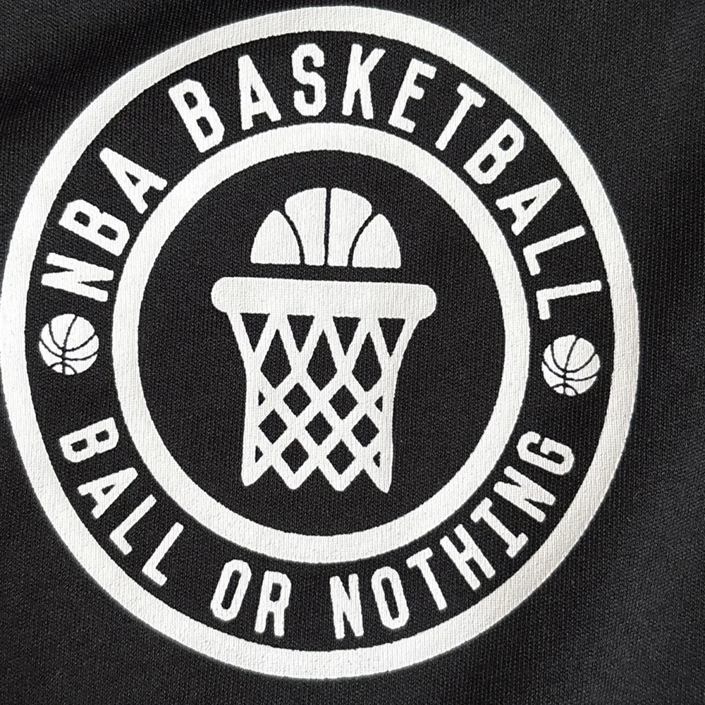 NBA Basketball Men's Medium Black and Red Striped Ball or Nothing Activewear Tee